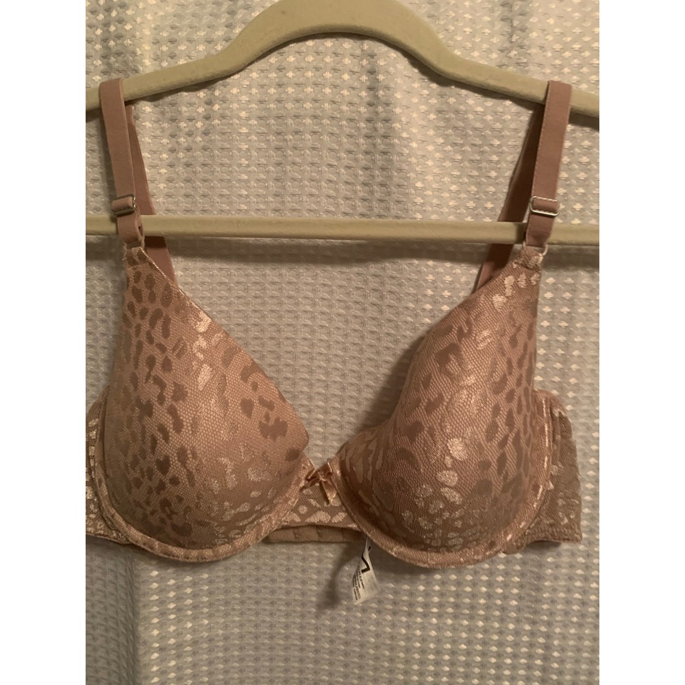 Maidenform Womens 38B Rose Gold Leopard Lace Underwire T-Shirt Bra 0795XJ